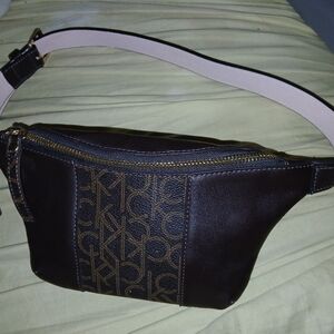 Calvin Klein Dark Brown And  Pink Inner Strap Fanny